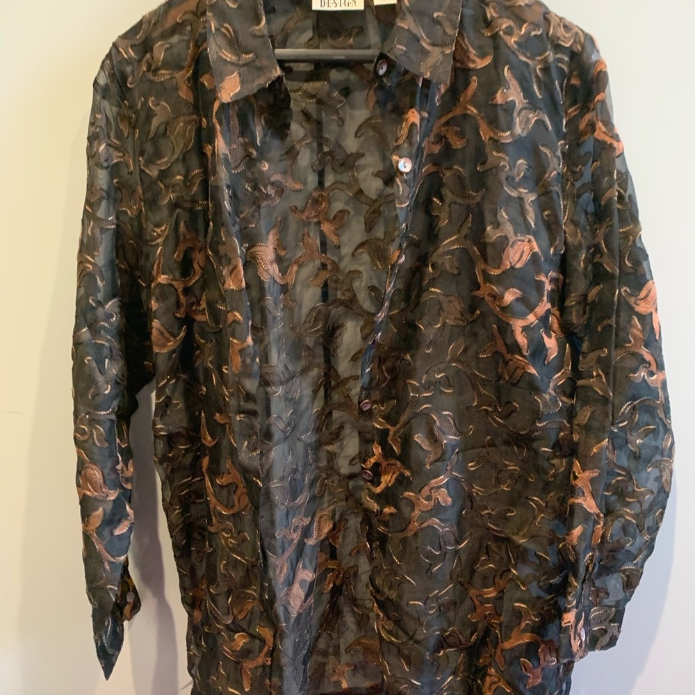 Chico’s embroidered semi-sheer silk top - 2